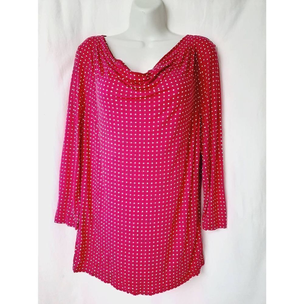 Talbots pink polka dot sz large blouse